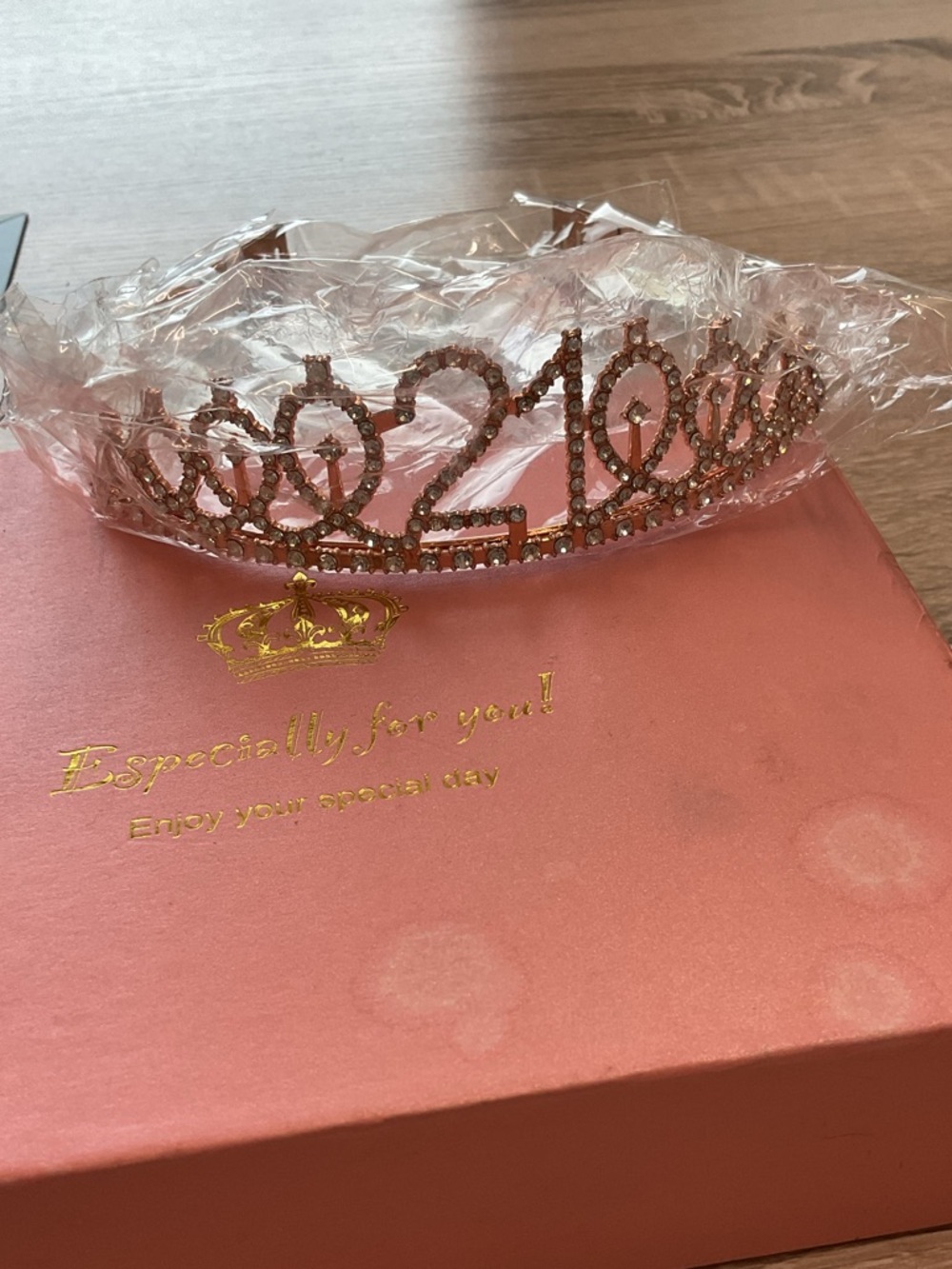 21st Birthday Rhinestone Tiara Crown with Sash and Birthday Card